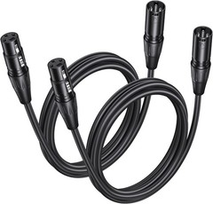 2 Pack Premium XLR Cable – 6ft, Male to Female Microphone 6 Feet, Black