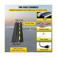 VEVOR Cable Protector Ramp, 5 Packs 2 Channels Speed Bump, Rubb… USA FAST SHIP