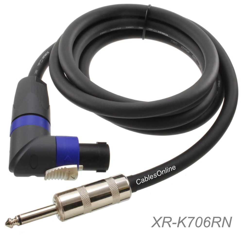 6ft SpeakOn Neutrik Right-Angle NL4FX to 1/4″ TS 12awg Pro Audio Speaker Cable
