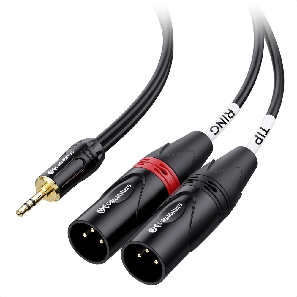 Cable Matters 3.5Mm 1/8 Inch TRS to 2 XLR Cable 3 Ft, Male to Male Aux to Dual