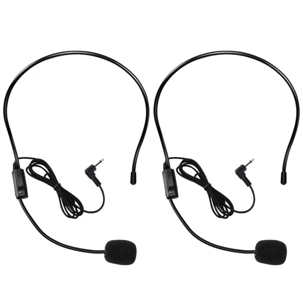 (2 Pcs) Microphone Headset Mic, Flexible Wired Boom for Voice Amplifier, 3.5Mm.