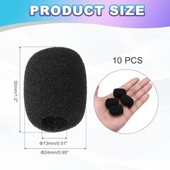 10 Pcs Mini Foam Microphone Windscreen High Density Mic Cover 24x30mm Black