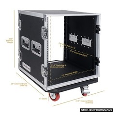 Sound Town 12U Rack Case,12 Space 21” Depth Plywood Metal Corners (STRC-12UW)