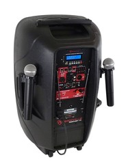 Rockville RAM15BT 15″ Rechargeable Powered 800W PA DJ Speaker, 2 Mics, Bluetooth