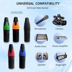 10x XLR 3Pin Male & Female Audio Cable Connector Microphone Plug Black
