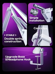 Boom Arm Micophone, Mic Arm Desk Mount Foldable with 3/8“ to 5/8“ Screw