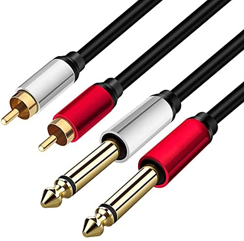 Yeung Qee 2 x 6.35 mm to 2RCA Cable,Dual 1/4 inch TS Stereo 6ft/2m, black