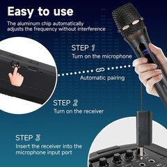 Wireless Karaoke Microphone dynamic Mic Up160ft range handheld plug-and-play …