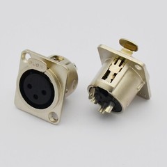 10,Panel Mount XLR 3-pin Female Connector – Nickel Case Metal Chassis