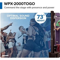 Gemini Sound WPX-2000TOGO Active Battery-Powered Column Line Array SpeakerSystem