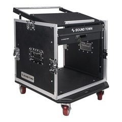 Sound Town 10U DJ RackCase w/11USlant Mixer Top Casters Locking Drawer STMR-10D2