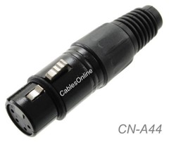 XLR 4-Pin Female Solder Type Black Metal Connector, CN-A44
