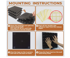 24 Pack-12 x 12 x 2 Inches Pyramid Designed Acoustic Foam Panels, Sound Proof Fo