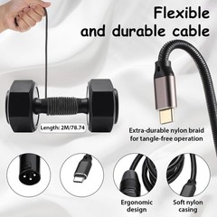 Zyghjort USB Type C to XLR Cable, 6.6 FT USB C to XLR Male Converter Adapter …