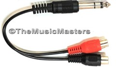 6 inch 1/4″ Male Stereo Plug to Dual RCA Jacks (F) Premium Audio Cable Wire Cord
