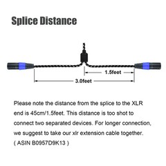 XLR Y Splitter Cable 2 Feet Female To Dual Male Microphone Cord Nylon Braided