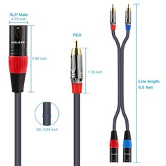 RCA to XLR Cable – Dual RCA Male to Dual XLR Male HiFi Audio Cable, 6.6 Feet,…