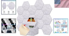 18-Pack Hexagon Acoustic Soundproof Wall Panels – Easy-to-Install, Eco-Friend…