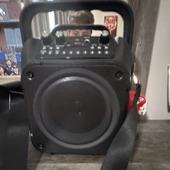Portable Bluetooth PA Speaker 6.5in LED Black AUX USB Mic In 2400mAh