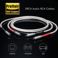 Preffair RCA Cable OCC Silver-Plated Audio Cable with Carbon Fiber RCA Connector