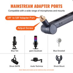 VEVOR Microphone Boom Arm with Desk Mount 360° Rotatable Adjustable Mic Stand