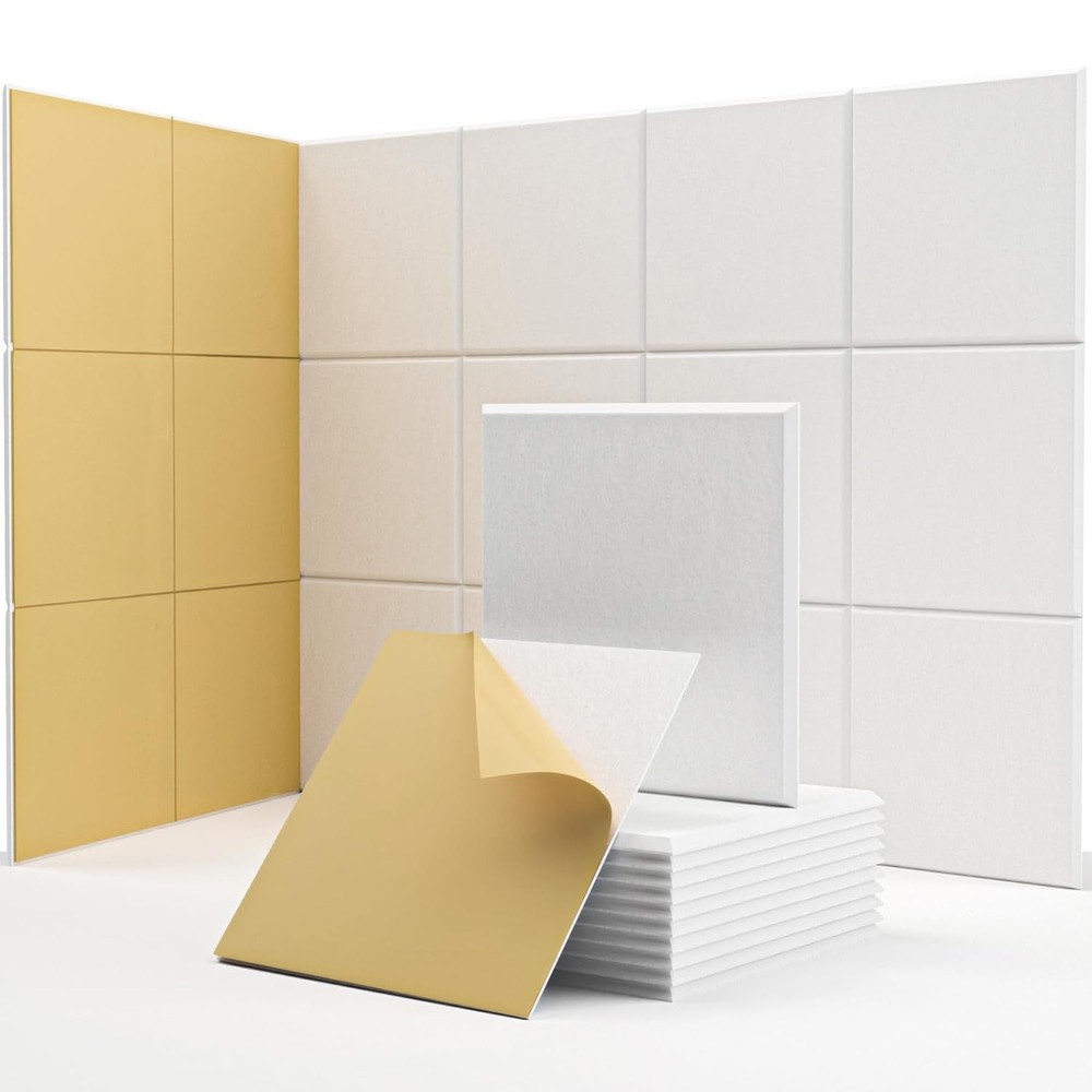 Square Acoustic Wall Panels, Sound Absorbing Panels for Walls, Ceiling, Doors, 1