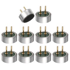 Cylindrical Electret Condenser Mic Inserts with Pins -40dB Pack of 10 Silver