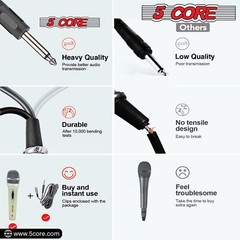 5Core Microphone Pro Microfono Dynamic Mic XLR Audio Cardiod Karaoke Vocal