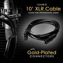 Deco Gear XLR 10′ Male to XLR Female 16AWG Gold Plated Cable Accessories