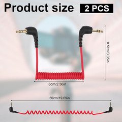 2Pcs 3.5Mm Microphone Cable, Camera Audio Cable 3.5Mm TRS Coiled Dual Patch Cabl