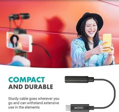 Movo Photo UCMA-2 Female 3.5mm TRRS to USB-C Male Microphone Adapter Cable, 5.5″