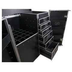 ProX XS-6DMIC25W Flight Style Mic Stand + Drawer Combo Case w/ Side Door Storage