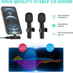 2 Pack Wireless Lav Mic for iPhone with Noise Reduction – Ideal for Streaming