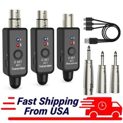 Wireless XLR Adapter System Dual Transmitter & Receiver for Mic Guitar Mixer USA