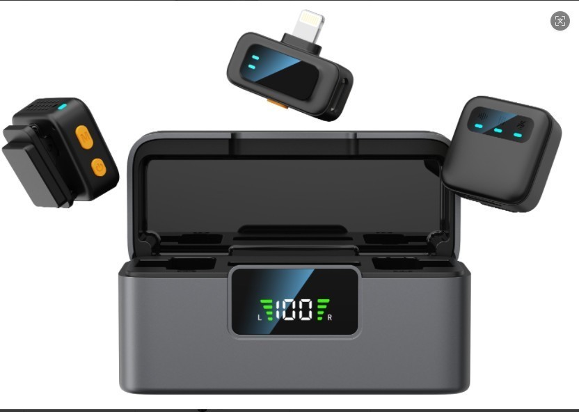 Portable Q18 Mini Wireless Microphone (2TX+2RX+Charging Case) for iPhone &Camera