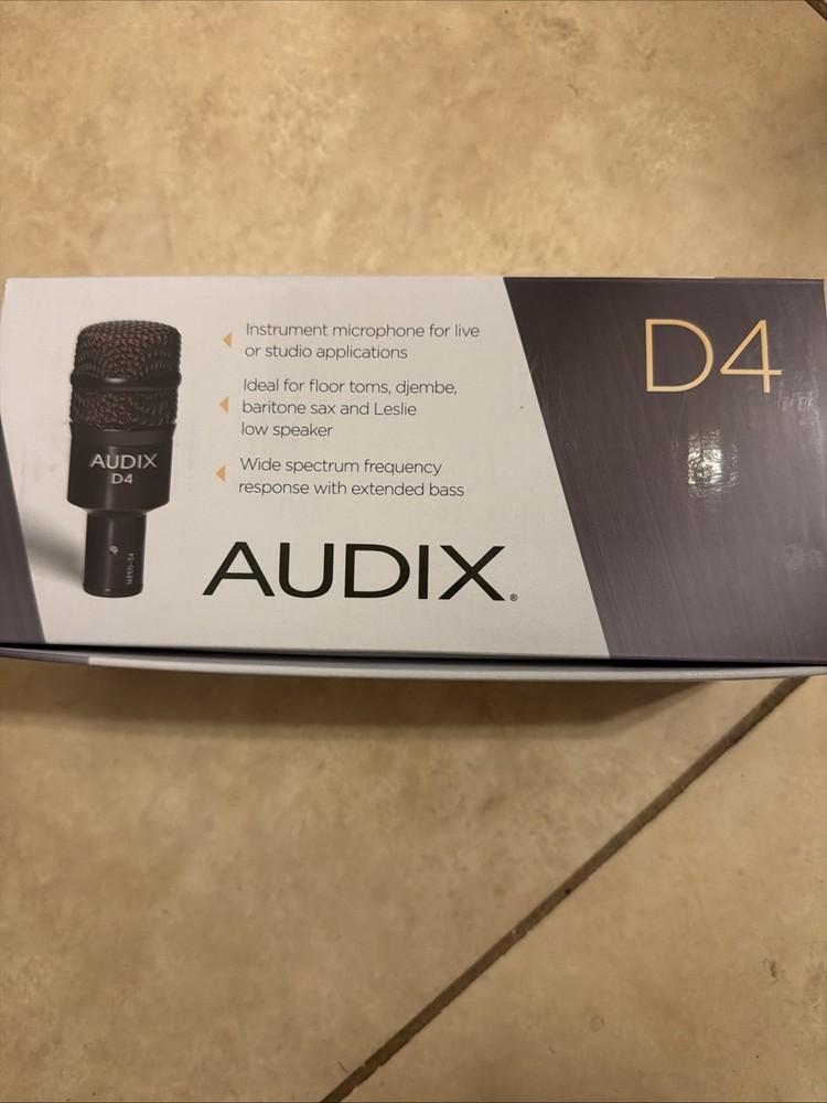 D4 Professional Dynamic Instrument Microphone, 40Hz Wide Frequency Response, Blk