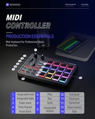 Donner DPD-16 STARRYPAD USB MIDI Keyboard Pad Beat Maker With Fader Drum Machine
