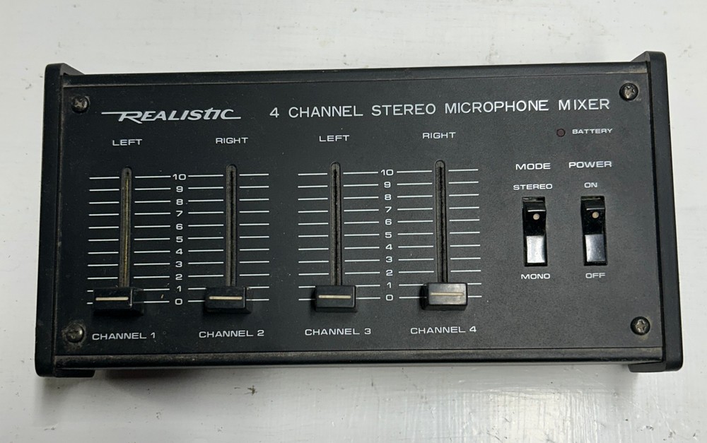 Realistic – 4 Channel Stereo Microphone Mixer – Radio Shack Tandy Tested 32-1105