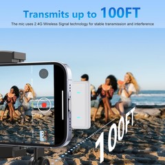 All-in-One Wireless Lavalier Mic for iPhone: 30H Battery & Smart Noise Reduction