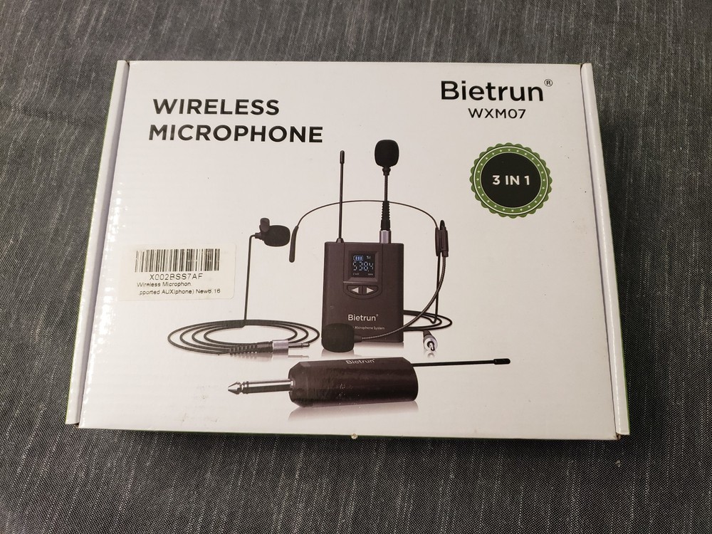 Bietrun WXM07 UHF Wireless Headset/Lapel Microphone Receiver System 3 In 1