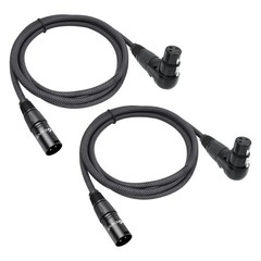 2 PCS 6.6 FT Right Angle Adjustable Female To Straight Male Mic XLR Cable