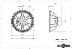 B&C 18DS115-4 18″ Neodymium Subwoofer Speaker 3400W 4-Ohm Bass Sub 35-500 Hz