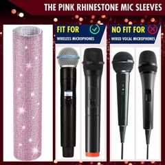 Eye-Catching Pink Microphone Sleeve with Rhinestones – Easy to Use & Protects