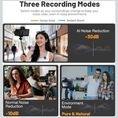 LM-2 Wireless Mic Lavalier Microphone 2.4GHz AI Noise Reduction Charging Case