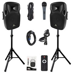 PRORECK Party 12 DJ Speaker System Bluetooth Powered 12-Inch 1000W Combo Set