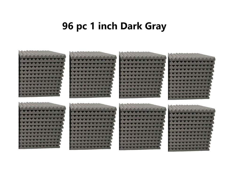 96 Pack 1″ x 12″ x 12″ Acoustic Foam Tiles Panel Wedge Studio Soundproofing Wall