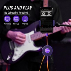 Portable Guitar Audio Interface with USB-C 24bit, 48kHz Mini Interface for DJ…