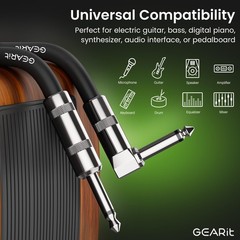 GEARit Audio Instrument Cable 25ft Right Angle Yellow