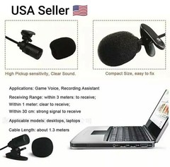 1pc Mini Portable Microphone Condenser Clip-on Lapel 3.5mm Jack Lavalier wired