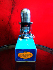 Vintage 1960’s Calrad 500C crystal pill microphone Hi Z w box & cable Argonne #2